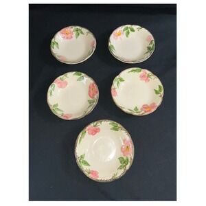 Franciscan Desert Rose Fruit Dessert Bowls Set of 5 Pink Floral Scalloped 5.5 in